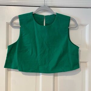 Commense Emerald Green Sleeveless Crop Top